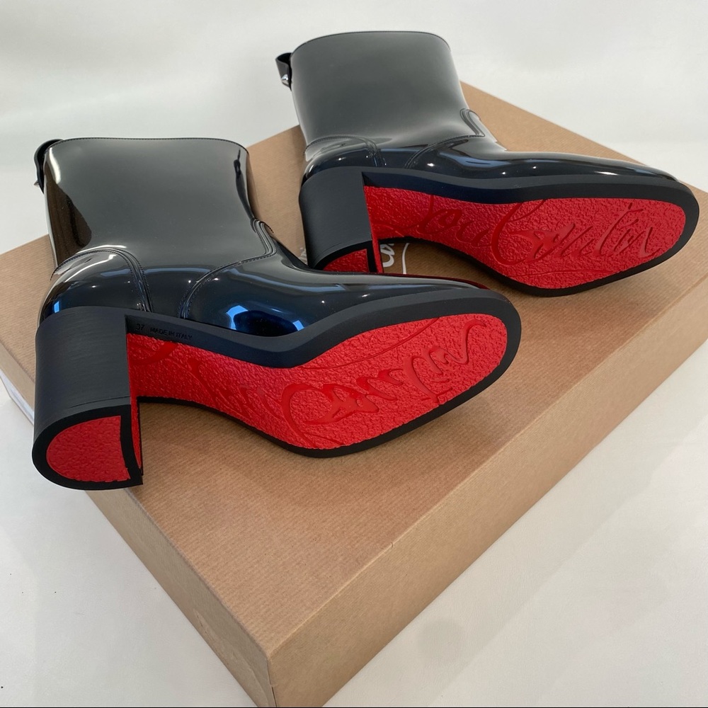 Christian Louboutin Loubirain Loubi Rain Boot Black PVC EU 37 US 7 - Picture 12 of 14